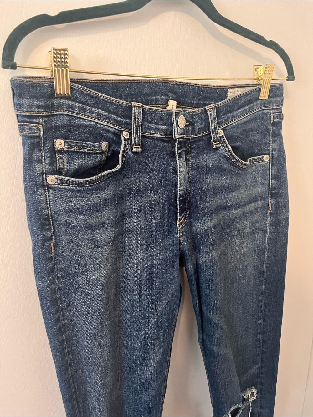 Rag & Bone Women’s Skinny Jeans Distressed Destroyed Ripped Knee Size 30 - Picture 2 of 15